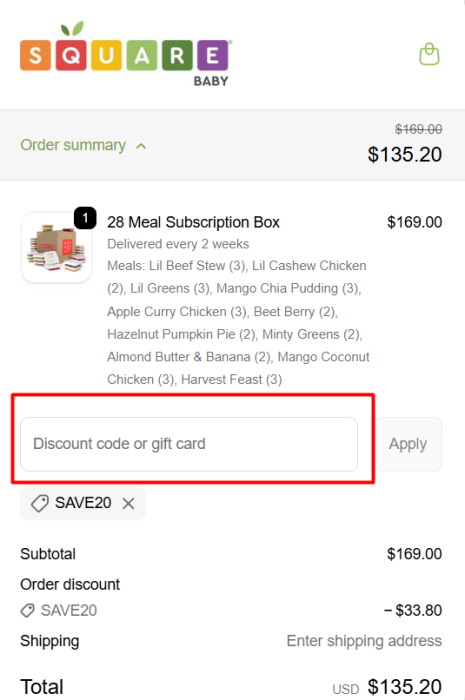 How to use Square Baby promo code