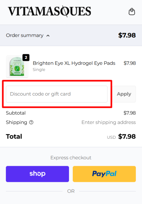 Where to enter Vitamasques promo code How to use Vitamasques promo code