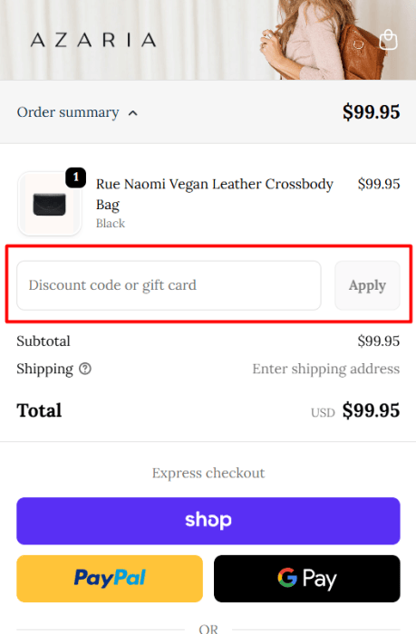 How to use AZARIA promo code