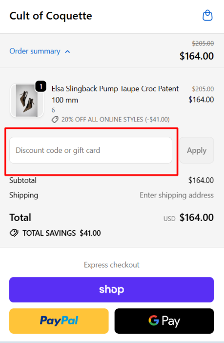 How to use Cult Of Coquette promo code