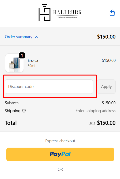 Where to enter Hallburg promo code How to use Hallburg promo code