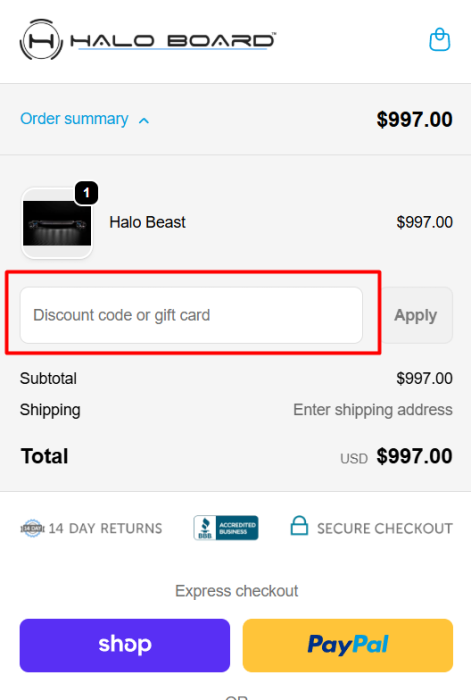 How to use Halo Board promo code