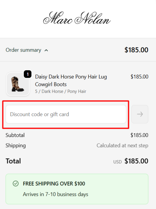 How to use Marc Nolan promo code