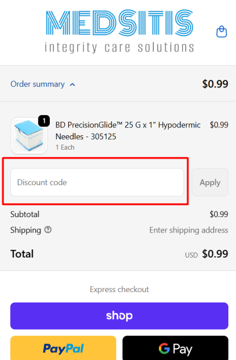 Where to enter Medsitis promo code How to use Medsitis promo code