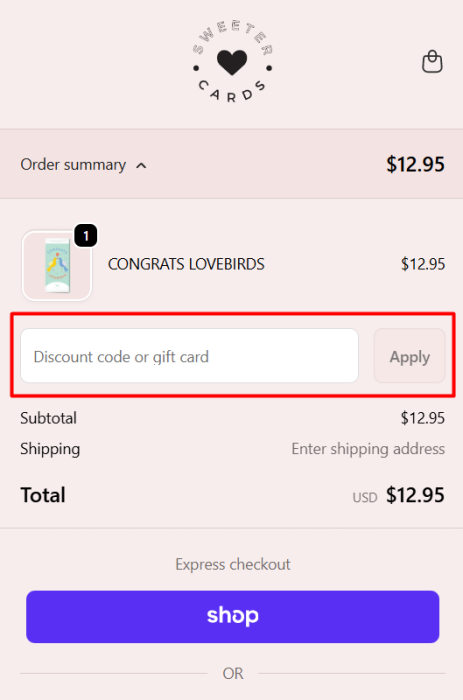 How to use Sweeter Cards promo code