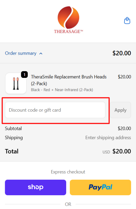 Where to enter Therasage promo code How to use Therasage promo code