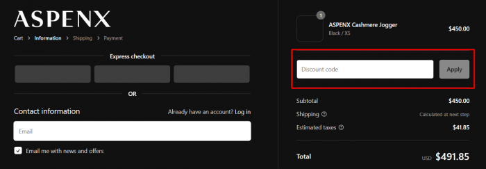 How to use Aspen Collection promo code