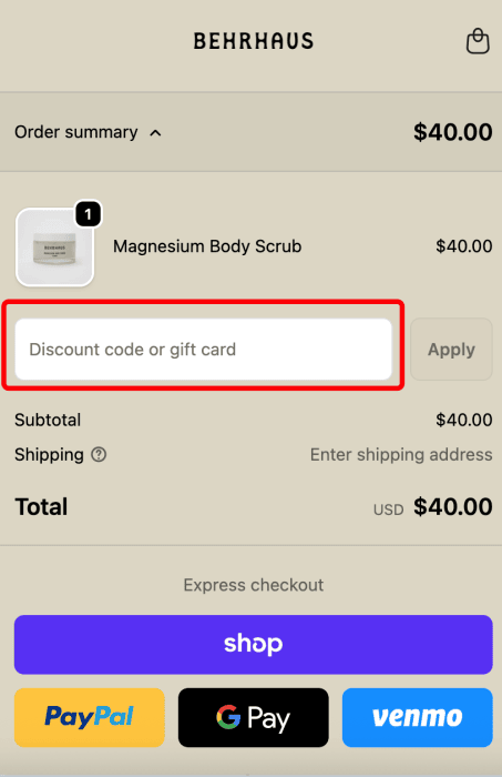 How to use Behrhaus promo code