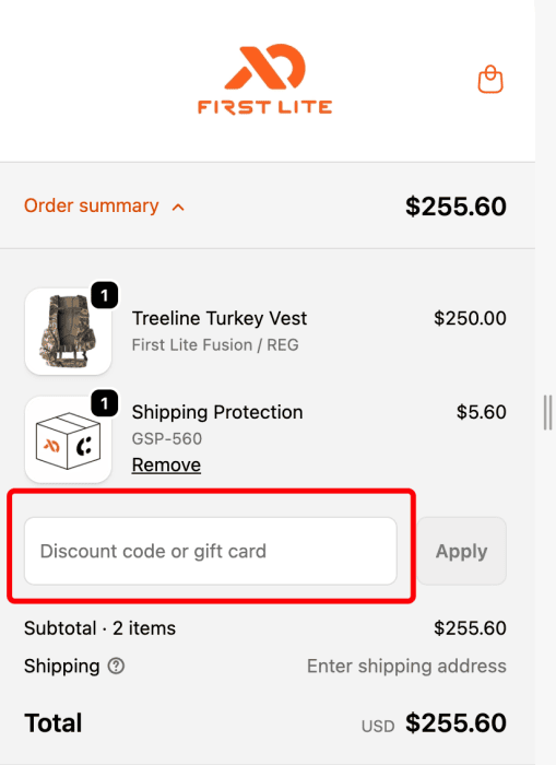 How to use First Lite promo code