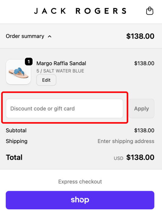 How to use Jack Rogers promo code