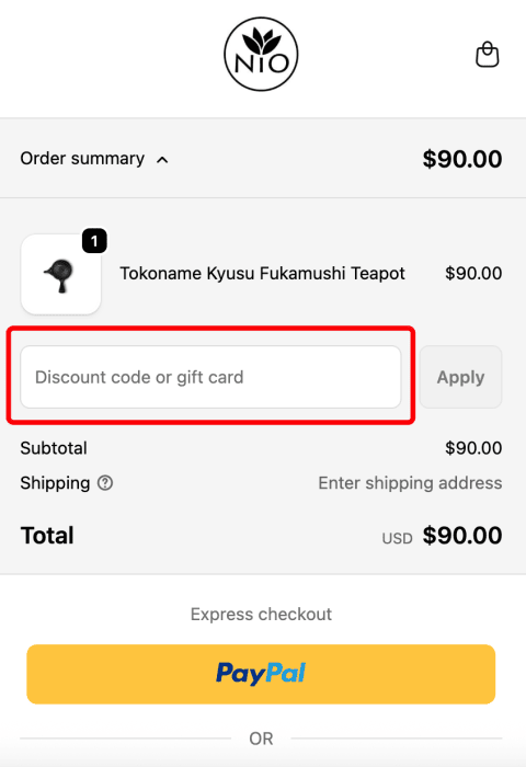 How to use Nio Teas promo code