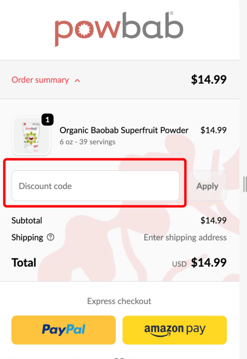 How to use powbab promo code