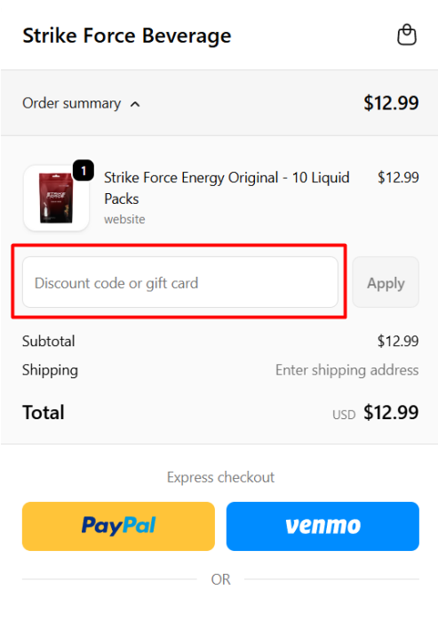 How to use Strike Force Energy promo code
