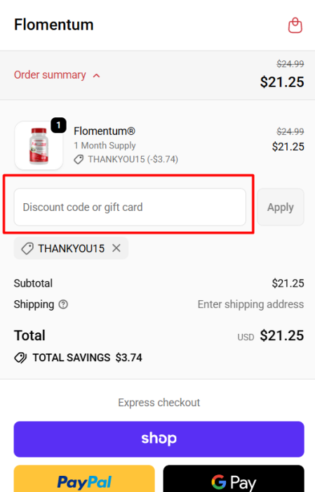 Where to enter Flomentum promo code How to use Flomentum promo code