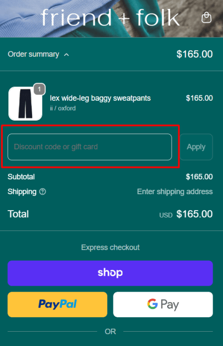 How to use Friend + Folk promo code