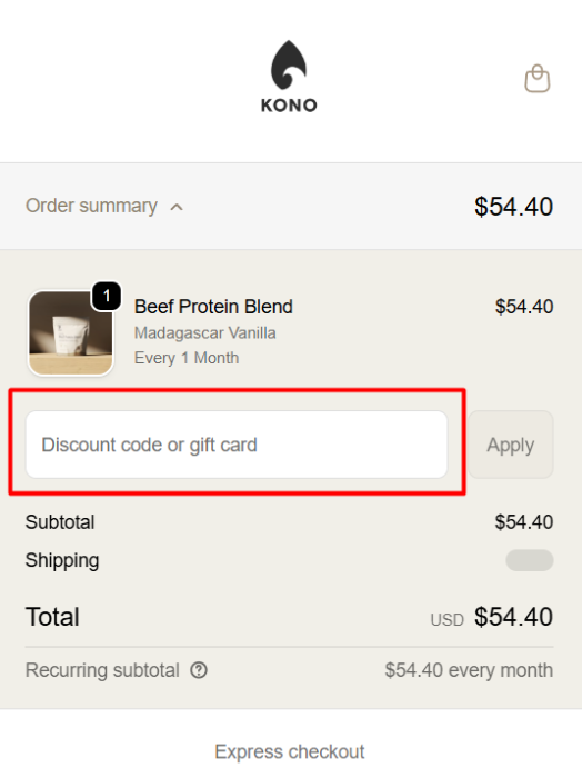 Where to enter KONO Nutrition promo code How to use KONO Nutrition promo code