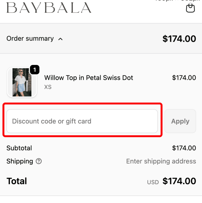 How to use BAYBALA promo code