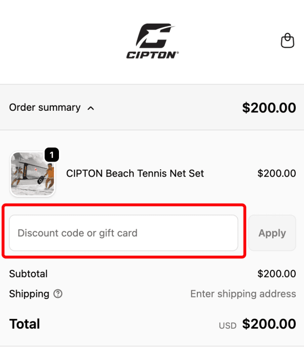 How to use Cipton Sports promo code