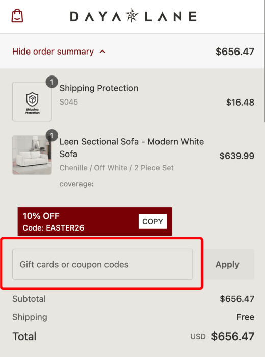 How to use DAYALANE promo code