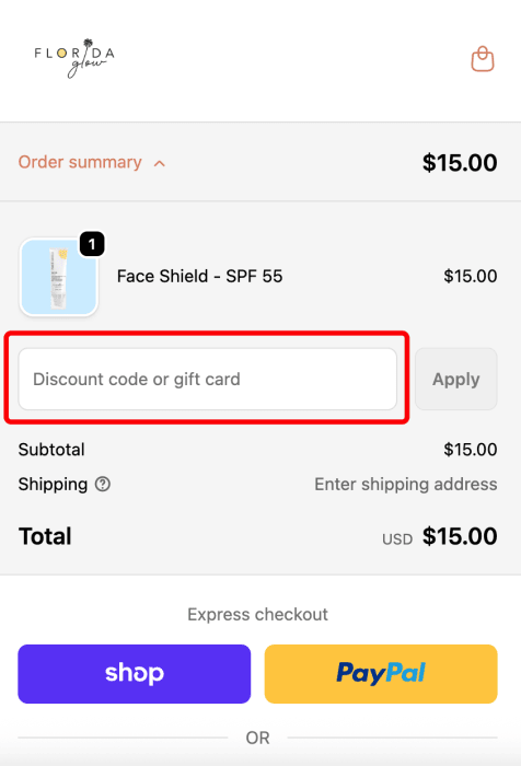 How to use Florida Glow promo code