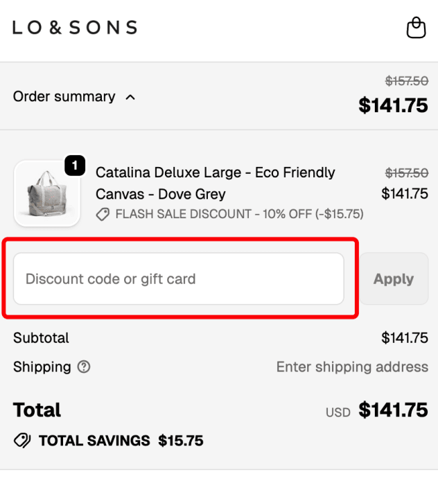 How to use Lo & Sons promo code