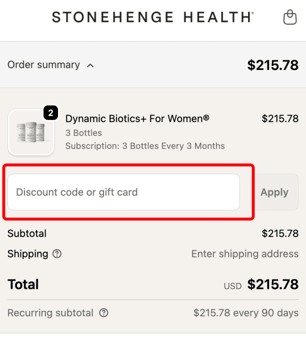 How to use Stonehenge Health promo code