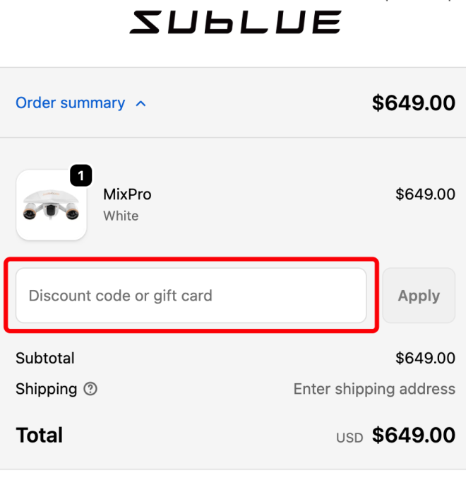 Where to enter SUBLUE promo code How to use SUBLUE promo code