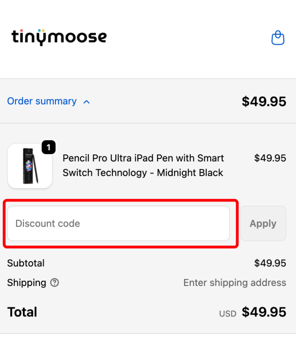 How to use Tinymoose promo code