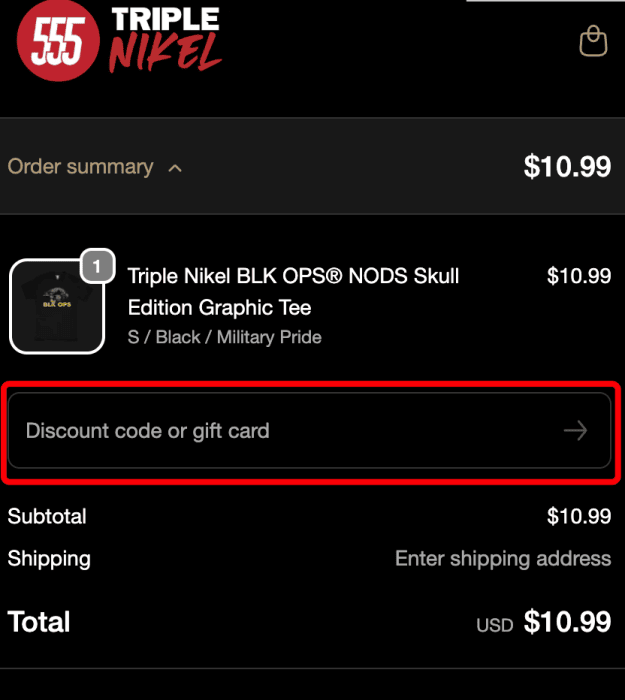How to use Triple Nikel promo code