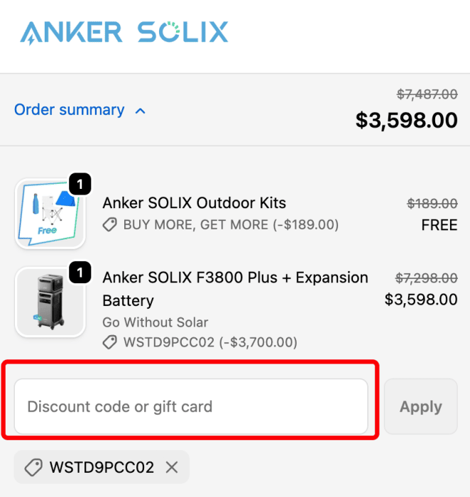 How to use Anker SOLIX promo code