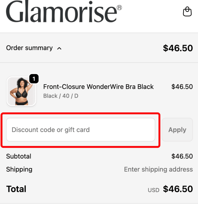 How to use Glamorise promo code