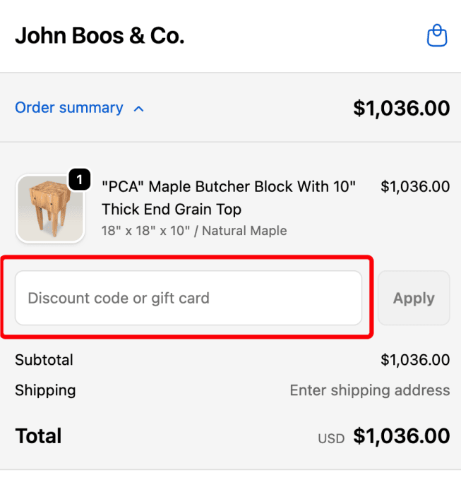 How to use John Boos & Co. promo code