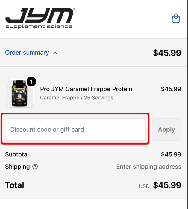 How to use JYM Supplement Science promo code