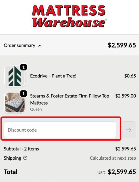 How to use Mattress Warehouse promo code