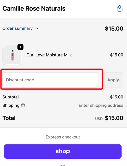 How to use Camille Rose promo code