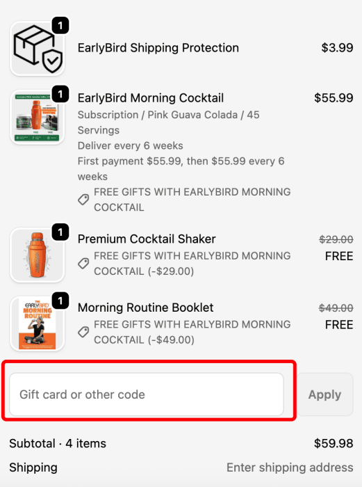 How to use Club EarlyBird promo code