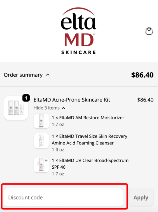 How to use EltaMD promo code