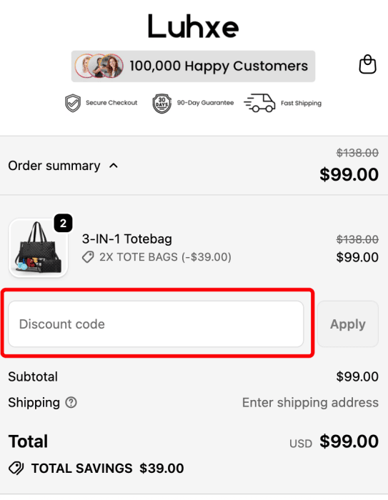 How to use Luhxe promo code