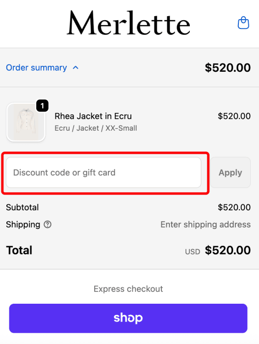 How to use Merlette NYC promo code