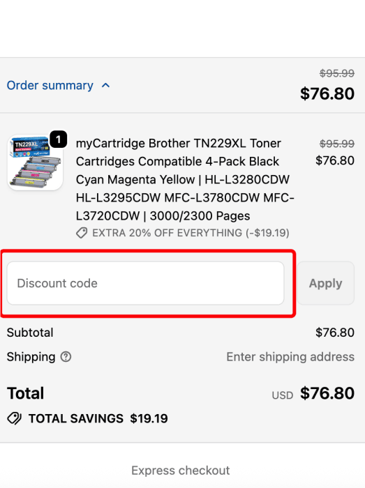 How to use myCartridge promo code