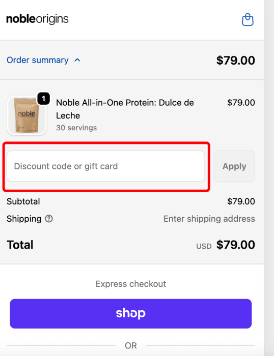 How to use Noble Origins promo code