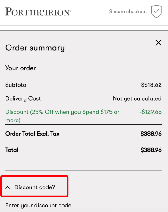 How to use Portmeirion promo code