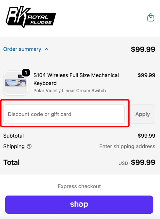 How to use RK Royal Kludge promo code