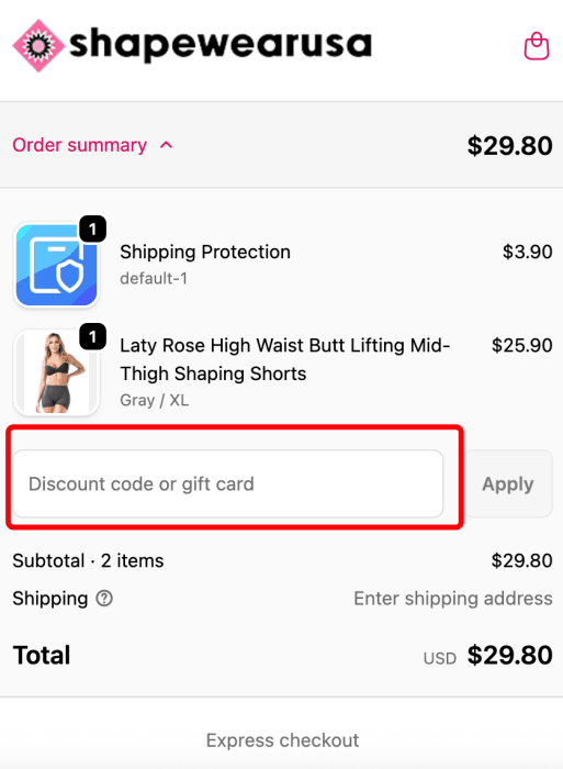 How to use ShapewearUSA promo code