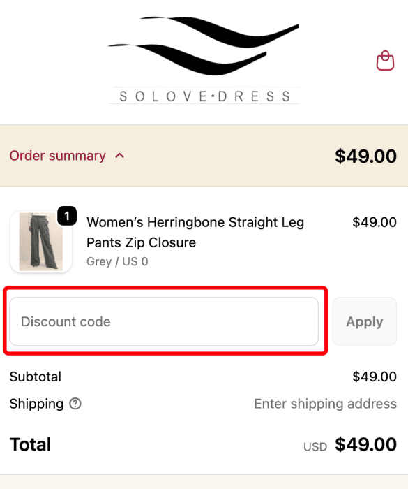 How to use SoLoveDress promo code