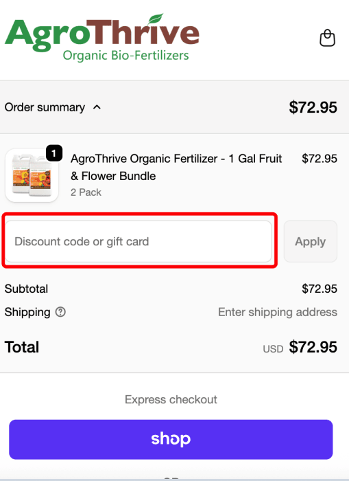 How to use AgroThrive promo code