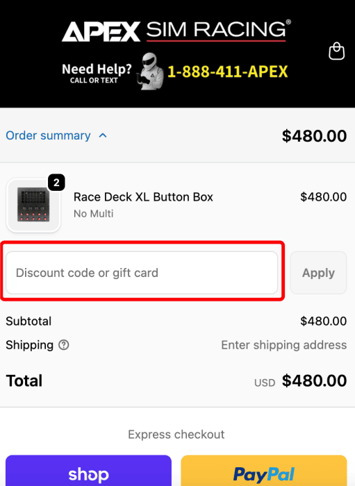 How to use Apex Sim Racing promo code