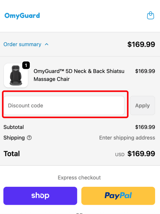 How to use OmyGuard promo code