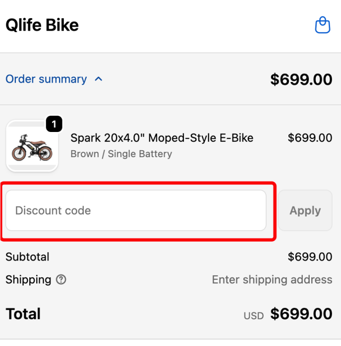 How to use Qlife Bike promo code