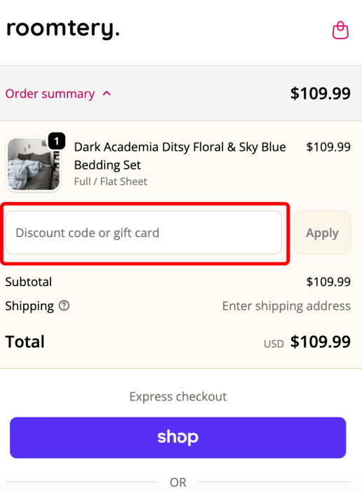 How to use Roomtery promo code
